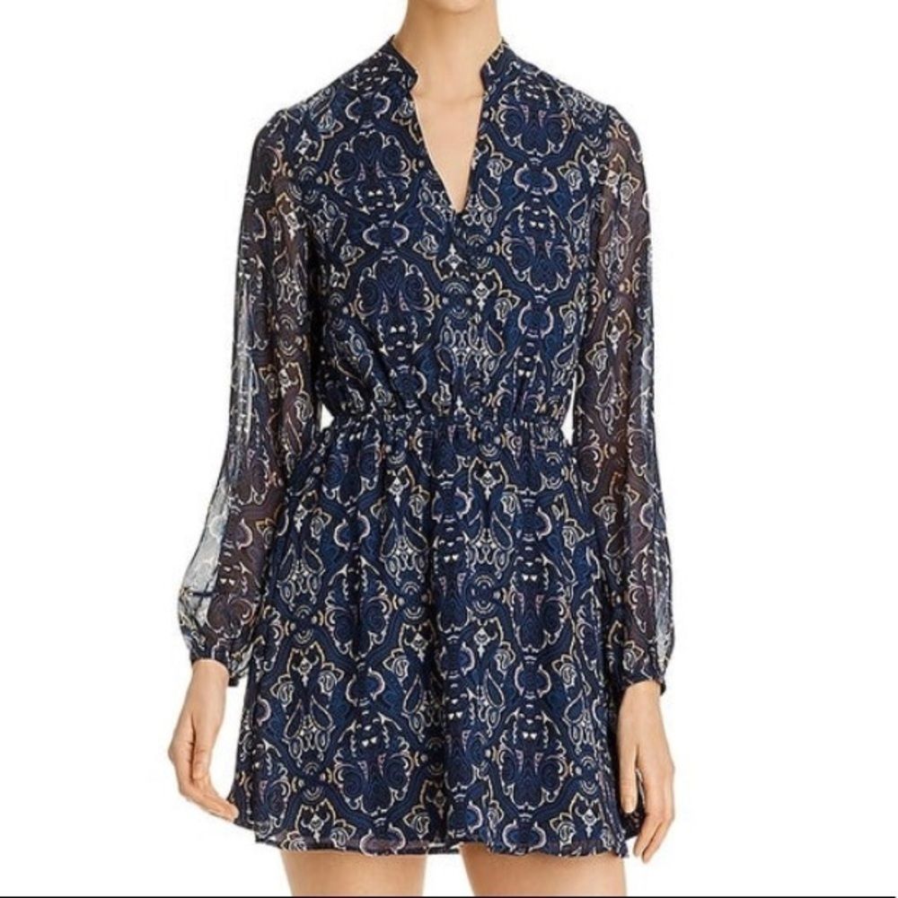 Cupcakes And Cashmere Women's Cocktail Dress V Neck Button-Down - Blue Depths